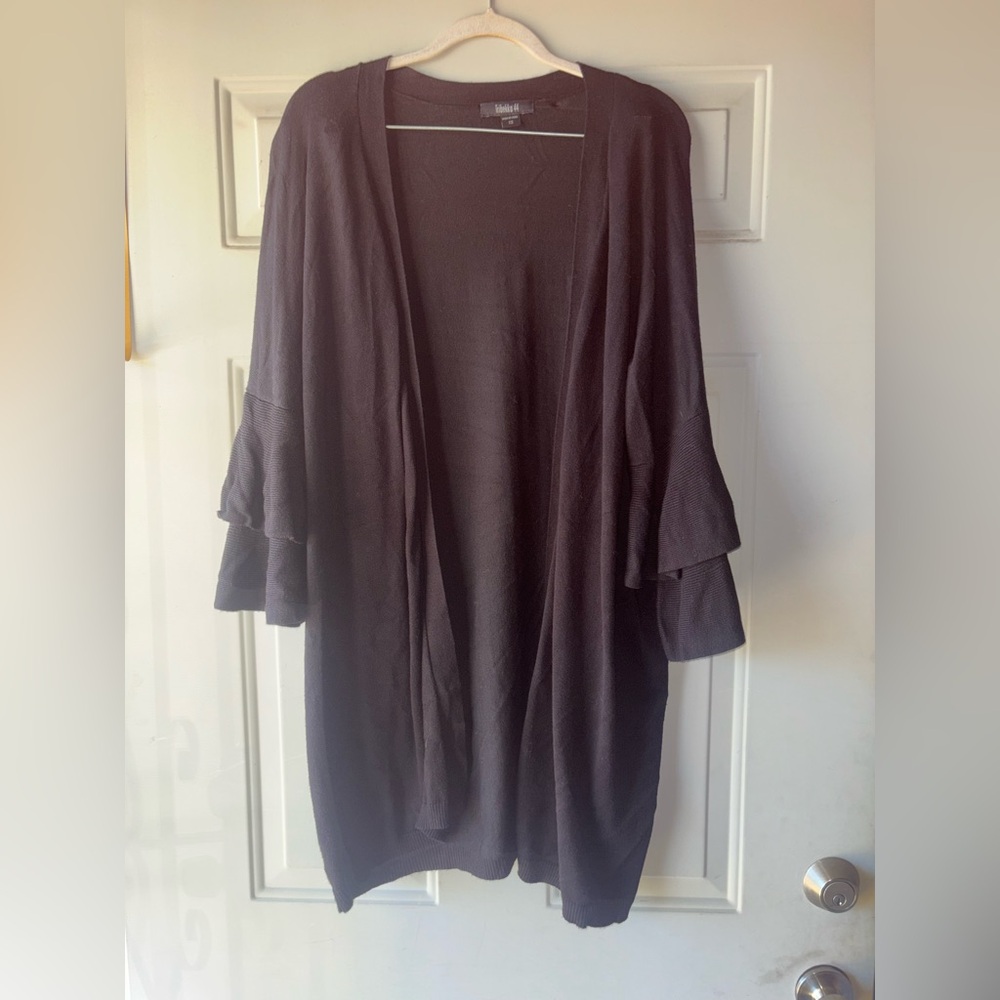 Tribekka 44 black ruffle sleeve open cardigan size 1X